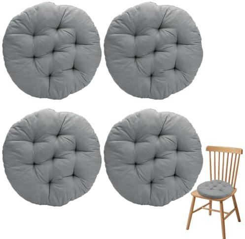 Set di 4 cuscini rotondi per sedia, 40 x 40 x 3 cm, cuscini da pavimento, per interni ed esterni, ideali per sedie da ufficio, sedie da giardino, sala da pranzo, soggiorno e ufficio (grigio scuro)