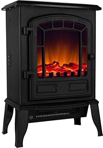 Deuba® Caminetto Elettrico 2000W Termocamino Luce LED Effetto Fiamma Realistico Stufa Elettrica Camino Radiatore Nero