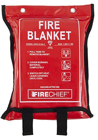 Firechief SVB3/K100-P Premium Kitemarked Fire Blanket | Large Fire Blanket (1.2 m x 1.8 m) | Suited To Use In Kitchen, Study, Garage, Caravan