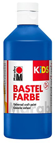 Marabu 03040075053 - Kids Bastelfarbe dunkelblau 500 ml, Farbe für Kinder ab 3 Jahre zum Basteln und Malen, parabenfrei, vegan, gut deckend, schnell trocknend auf Papier, Holz, Stein, auswaschbar