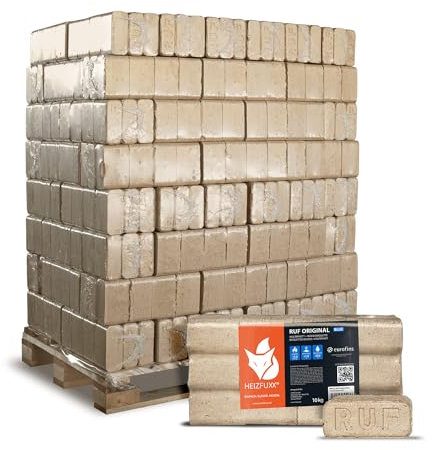 HEIZFUXX Holzbriketts Ruf Original Blue 10kg x 96 Gebinde 960kg 1 Palette Weichholzbriketts Kaminbriketts Ofenbriketts Brennholz Brikett Gluthalter Briketts Paligo