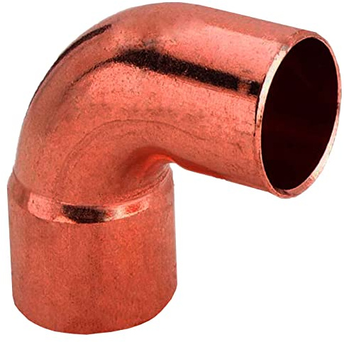 MegaHaustechnik Winkel 90 Grad mit Außen-Löt-Ende Stutzen Außendurchmesser 15mm Lötfitting aus Kupfer für Rohr-Außendurchmesser 15mm zum Löten, Trinkwasser geeignet, Nr.5092
