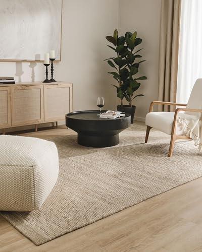 benuta Pure Wollteppich Rocco - Taupe 300x400 cm - Handgewebt - Rechteckig & im Style: Wolle, Uni, Boho, Hygge & Cozy, Minimalistisch - Pflegeleicht für Wohnzimmer Schlafzimmer