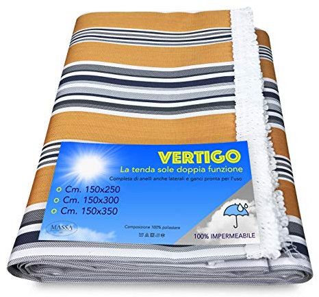 TENDA SOLE VERTIGO da esterno GIARDINO balcone RIGHINO GIALLO impermeabile e idrorepellente - Cm. 150 x 300