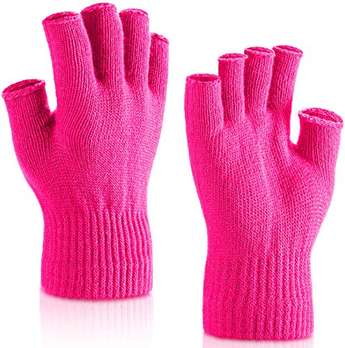 SATINIOR 2 Paar Damen- und Mädchen-Handschuhe in Einheitsgröße, Acryl, Pink (shade not specified), Frauenhandschuhe