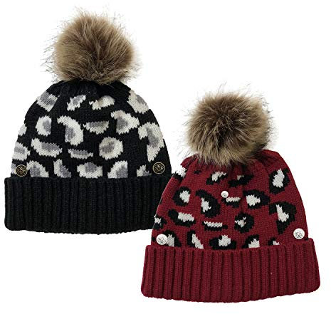 DongBao Damen Mütze Winter/Strickmütze/Bommelmütze/Mädchen Mütze mit Loch/Wintermütze mit Pferdeschwanz