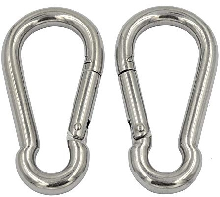 DGOL 3 Packs 3-1/8 inch Long M8 AISI 316 Stainless Steel Outdoor Spring Hook Snap Carabiner Clips Loading 500 lbs