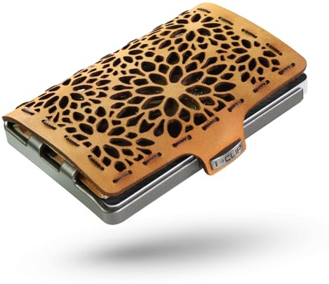 I-CLIP Original Geldbörse mit Münzfach - Damen - Leder Portemonnaie - Kreditkartenetui mit Geldklammer - hochwertiger Geldbeutel - Slim Wallet - Desert