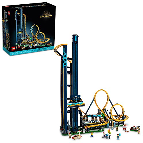 LEGO Icons Loop - Juego de posavasos 10303, kit de construcción para adultos, parque de atracciones con tren de pasajeros, gran idea de regalo
