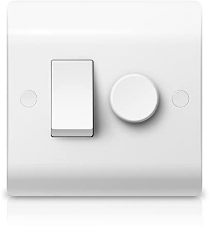 Belns Melns LED Dimmer and Rocker Wall Light Switch Combo 2 Gang 2 Way Switch Trailing Edge Dimmer for LED/Halogen/Incandescent Lights