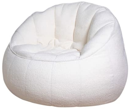 daazoo Elephant Living - Bouclé Sessel in Cremefarben - Flauschiger Premium Sitzsack mit Lehne - Hochwertige Verarbeitung mit luxuriösem Bouclé-Stoff - Ja, er ist so bequem wie er aussieht !