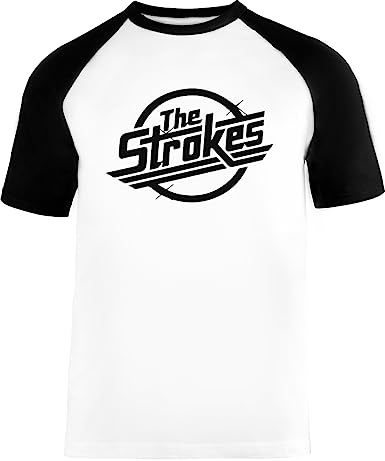Vendax Strokes Unisex Baseball T-Shirt Manches Courtes Homme Femme Blanc Noir