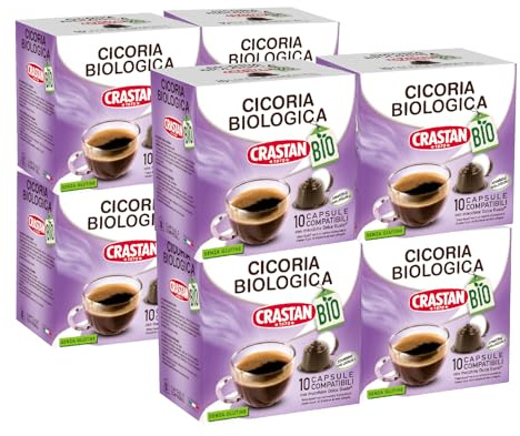 CRASTAN 1870 - Capsule Compatibili Dolce Gusto - Cicoria Biologica - 8 Box da 10 per un Totale di 80 capsule - Naturalmente Priva di Caffeina e con Pochi Grassi - Senza Glutine