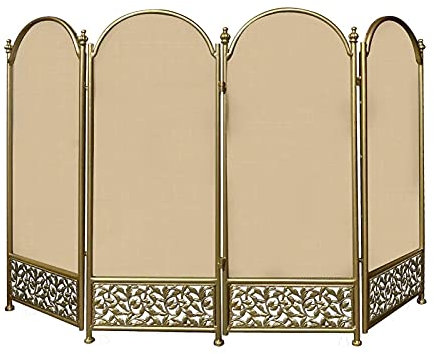 Kaminschirme Orientalischer traditioneller Feuerschutz-Funkenschutz, dreifacher Feuerschutz-Kamin-Netzvorhang mit glänzenden Goldakzenten, 120 x 80 cm Comfortable Anniversary