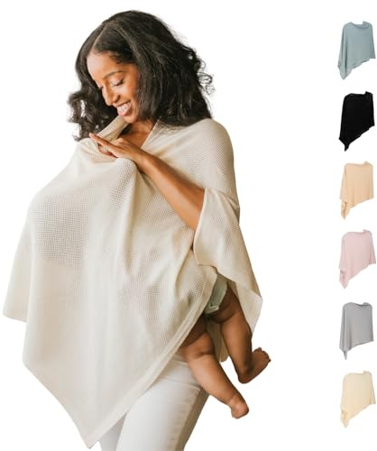 Breathable Nursing Cover Up for Breastfeeding - Privacy Nursing Covers - Newborn Essentials Must Haves - Improved Ponchy by Gold Mamas - Sand