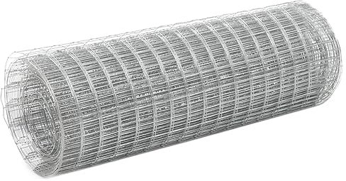 LAPOOH Drahtzaun Verzinkter Stahl 25x0,5 m Silbern, Maschendrahtzaun, Gartenzaun, Hühnerzaun, Hundezaun, Hasendraht, Draht Zaun 143617