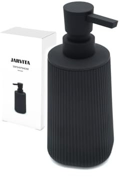 Spülmittelspender Küche, Stilvoller Handseifenspender aus Kunststoff, schwarz matt, Seifenspender Bad und Küche, Spüli Spender mit sanftem Druckpunkt, Pumpspender