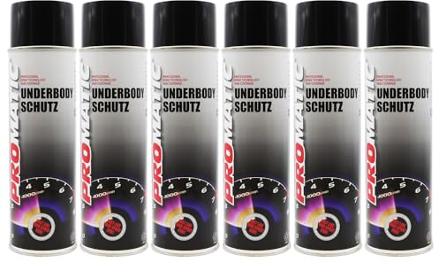 PROTOUCH 6x Promatic Underbody Schutz Seal Rust Protection Aerosol, 500ml, Bitumen Based Coating for Long-Term Gravel Protection