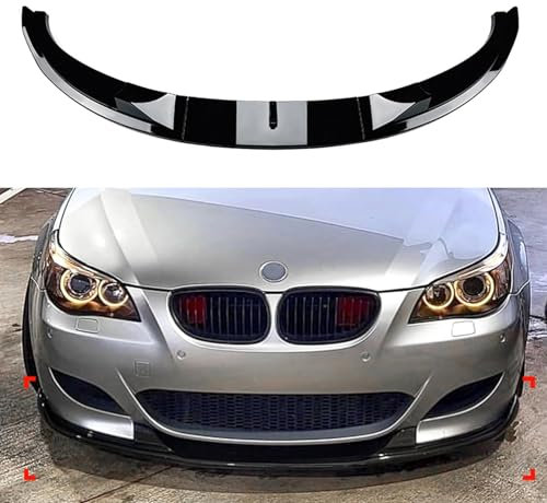 ZWBC Auto Frontlippe Spoiler für BMW 5er-Serie E60 E61 M5 2005-2010,Frontstoßfänger Lippen Körper Autoteile, Antikollisionsschutz, Frontspoiler Protector Splitter Kit,glänzend schwarz