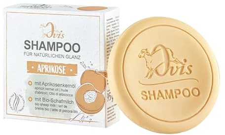 luterna Shampoo Aprikose, Ovis Schafmilchseife, für natürlichen Glanz, 100% Bio, mit Aprikosenkernöl, pH-neutral, 95 g