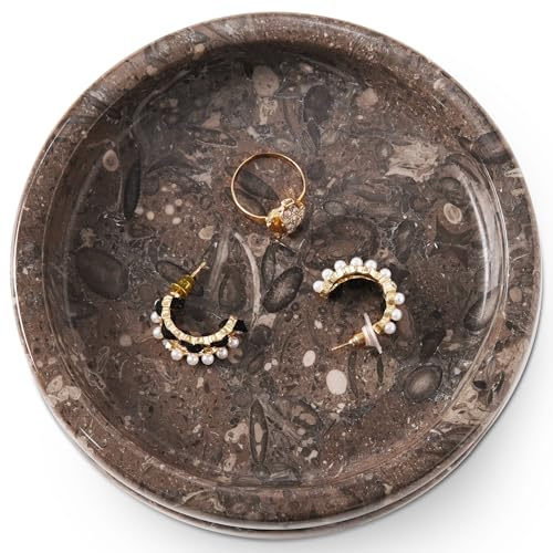 SPESHSTONES Plateau à Bijoux en marbre de 12,7 cm Fait à la Main pour Bague, Collier, Boucles d'oreilles et Parfum – Plat à Bijoux décoratif pour comptoir
