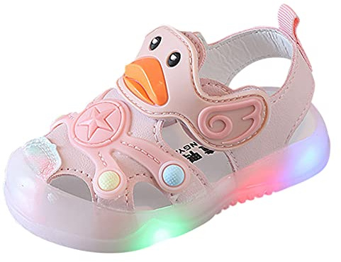 LOIJMK Sandalias para bebé y niña, zapatos de verano, transpirables, planos, para aprender a andar, suela suave, zapatos para niños, sandalias antideslizantes para la playa, Rosa., 22 EU