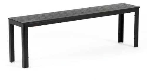 SIEDITI FUORI E DENTRO Panca da giardino 2 posti in acciaio con top effetto legno in polietilene, panchina esterno compatta 141x28,5x43 cm per terrazzo, balcone o giardino – Fiona XL (Antracite)