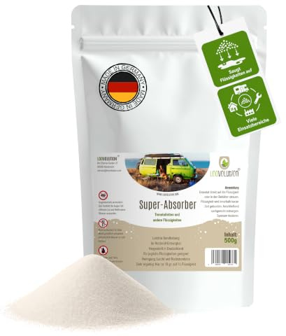 LOOVOLUTION Super-Absorber – Extrem saugstarkes Granulat für Campingtoiletten, Festivals, Wohnwagen, Krankenhäuser, Schulen & Seniorenheime, Wiederverwendbar, Geruchsfrei & sparsam