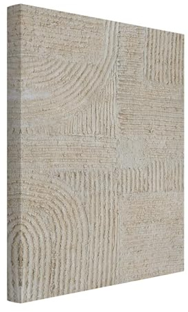 micasia Akustikbild Steinoptik Schallschutzbild 4cm Keilrahmen & Schallabsorber - Kunstkopie Abstrakt beige Wohnzimmer Schlafzimmer Bild für bessere Raumakustik 1472 (100x150cm)