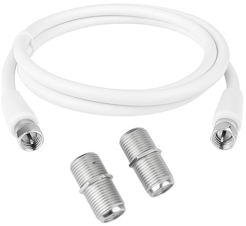 RG6 TV Aerial Cable F Male to F Male TV Coaxial Cable High Speed Broadband Cable Extension with Female Compression Connector 75 Ohm for Router Television Satellite Antenna Coax Cables, White 1m