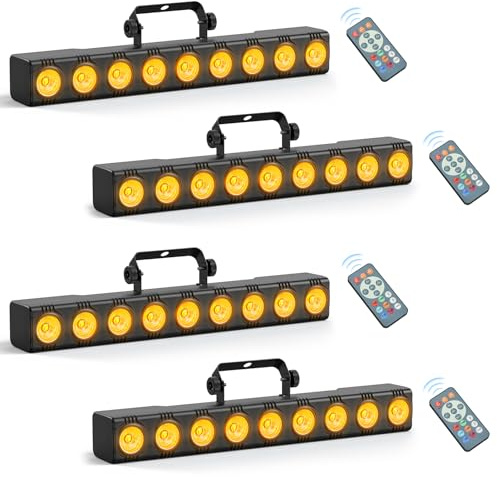 Yespick 4 Pièce LED RGBW Wallwasher,Lampe de Scène,9 x 6W Lumière Disco avec dmx Contrôle et télécommande,Barre Lumineuse LED Pour Mariage,DJ,Discothèque,Extérieur,Noël,Halloween,Fête,Effets