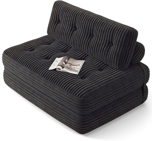 Xbro Faltbares Schlafsofa für 2 Personen,Sofa Bett, Faltbares Gästebett für Kleine Räume, 90x130 cm Gefaltet, 200x130 cm Ausgebreitet, Dunkelgrau