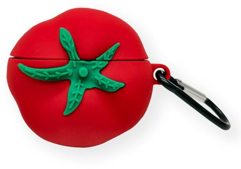 Custodia in Silicone 3D Compatibile con Apple Airpods, AIYAAIYA Kawaii Protettiva Impermeabile Antiurto per Auricolari Wireless Cover di Ricarica con Portachiavi (Tomato 4)