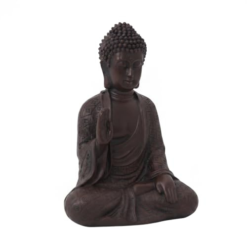 Smadeer Buddha Statue for Home Decor 17cm Meditating Sitting Buddha Ornament Brown Shakyamuni Sculpture for Table, Zen Garden, Yoga and Meditation Room Spiritual Feng Shui Gift
