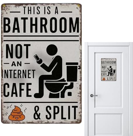 Vintage Metall Blechschild This is A Bathroom Not An Internet Cafe, Lustige Badezimmer Wandkuns, Humorvolles Badezimmer Wandschild Aus Metall, Für Appartements, Hotels, Badehäuser Und Toilettenräume