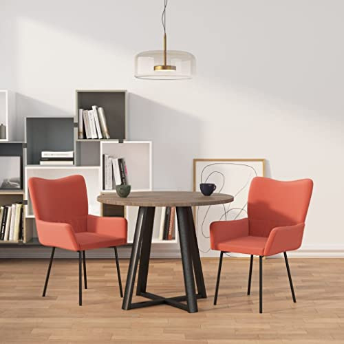 Ezbryzmatic Pink Velvet Dining Room Chairs Set of 2 with Armrests and Backrest, Upholstered Chair with Metal Frame and Plywood, Kitchen Chairs for Dining Room, Kitchen, Living Room, Scandinavian and