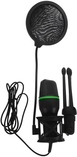 HOMSFOU Microfono Condensatore USB da Gaming Professionale Nero Qualità Broadcast, Design Omnidirezionale e Supporto da Tavolo per Lezioni e Conferenze Colore Casuale