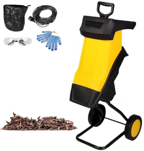 Biotrituratore Elettrico Da Giardino 2500W, Cippatore Portatile A Doppia | Trituratore Di Rami Senza Sforzo Con Taglio Da 40mm, Protezione Di Sicurezza E Bassa Rumorosità Per Rifiuti Giardino(60mcord)