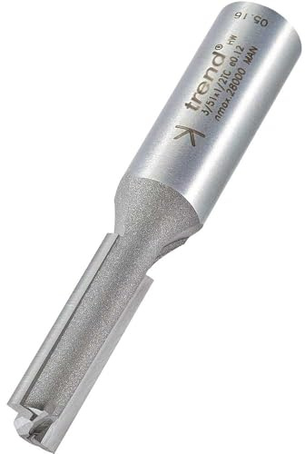 Trend Professional Straight Two Flute Router Cutter, 1/2 Inch Shank, 9.5mm Cut Diameter, Tungsten Carbide Tipped, 3/51X1/2TC | Tungsten Carbide Tipped Straight Cutter For Clean Grooving And Accurate Routing, 3/51X1/2TC