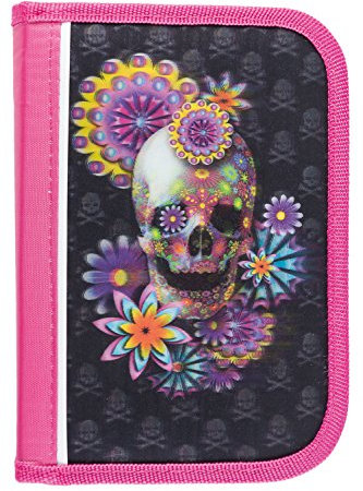 Idena 22062 - Schüleretui mit Innenklappe und Reißverschluss, 27 teilig befüllt mit Buntstiften, Fasermalern und Zubehör, mit 3D Motiv, sortiert, ca. 19,5 x 13 x 4 cm, für Schule und Freizeit