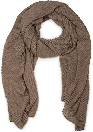 styleBREAKER Damen Schal Plissee Baumwollmix 96x192cm | Gekreppte Oberfläche. feine Falten. fließendes Gewebe. Stola Design. weiche Haptik. Handwäsche empfohlen.