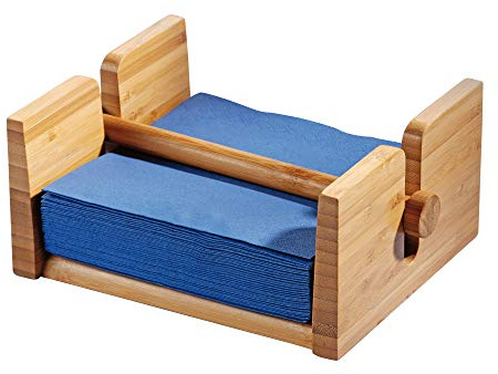 Serviettenhalter TOM aus Bambus, Maße: 20,5 x 17,0 x 9,5 cm, für handelsübliche Servietten 33 x 33 cm, inkl. Beschwerer aus Bambus. In Geschenkverpackung.