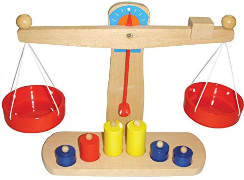 Holzspielzeug Peitz Waage für Kaufladen | aus Holz | Balkenwaage Farben erkennen | Gewichte einschätzen lernen | Lernspielzeug | Kaufladen-Zubehör |2257