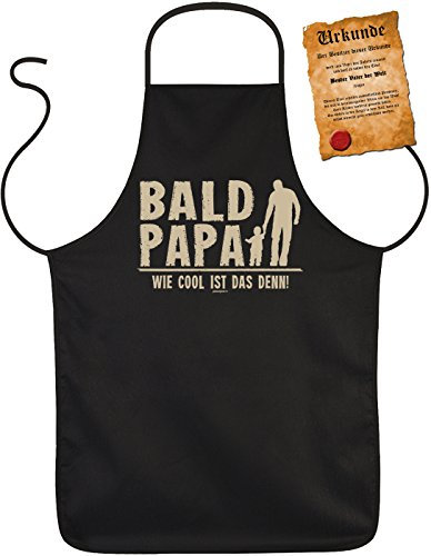 Werdender Vater Kochschürze - Sprüche Grillschürze Papa : Bald Papa Wie cool ist das denn! - Geschenk Schürze Schwangerschaft Geburtstag + Urkunde
