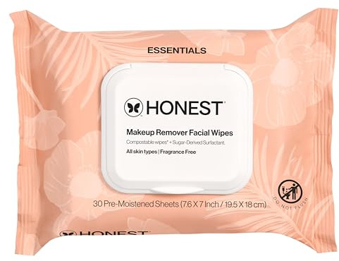 Honest Beauty 30 Pack Makeup Remover Wipes with Grape Seed and Olive Oils - Paraben Free - Synthetic Fragrances - Dermatologist Tested - Cruelty Free