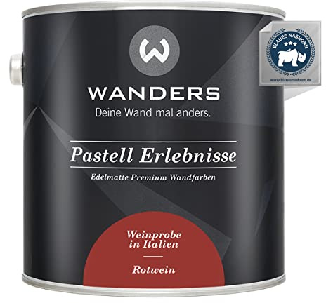 Wanders Pastell Erlebnisse 2,5L - Rotwein/Dunkles Rot - Edelmatte Wandfarbe! Küchenmöbellack und Möbelfarbe. Kreidefarbe für Holz & mehr. Hohe Deckkraft, schnell trocknend