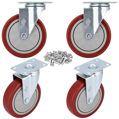YOOGAA 5 Heavy Duty Caster Swivel Caster Wheels No Noise 360 Degree Rotation Plate Caster with Screw Total Capacity 1500lbs Set of 4 Without Brake