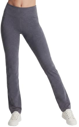Skechers Women's Go Walk High Waisted Pant Joy – 4-Way Stretch, Moisture-Wicking, Layered Waistband, Charcoal Grey, X-Small