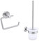 tesa® Moon Toilettenpapierhalter ohne Deckel + tesa® Moon WC-Bürste, Edelstahloptik, inkl. Klebelösung, garantiert rostfrei