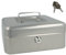 Westcott Caja de efectivo con cerradura (20 cm) plata | Caja con cerradura de chapa de acero con 2 llaves | Inserto extraíble para monedas con 3 compartimentos | E-51001 SILVER